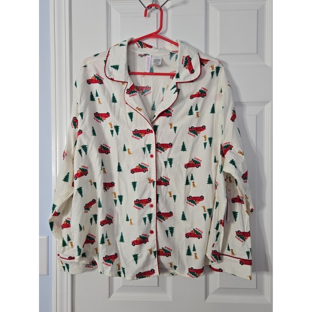Joyspun Womans Christmas Button Down Sleep Shirt New Size XL